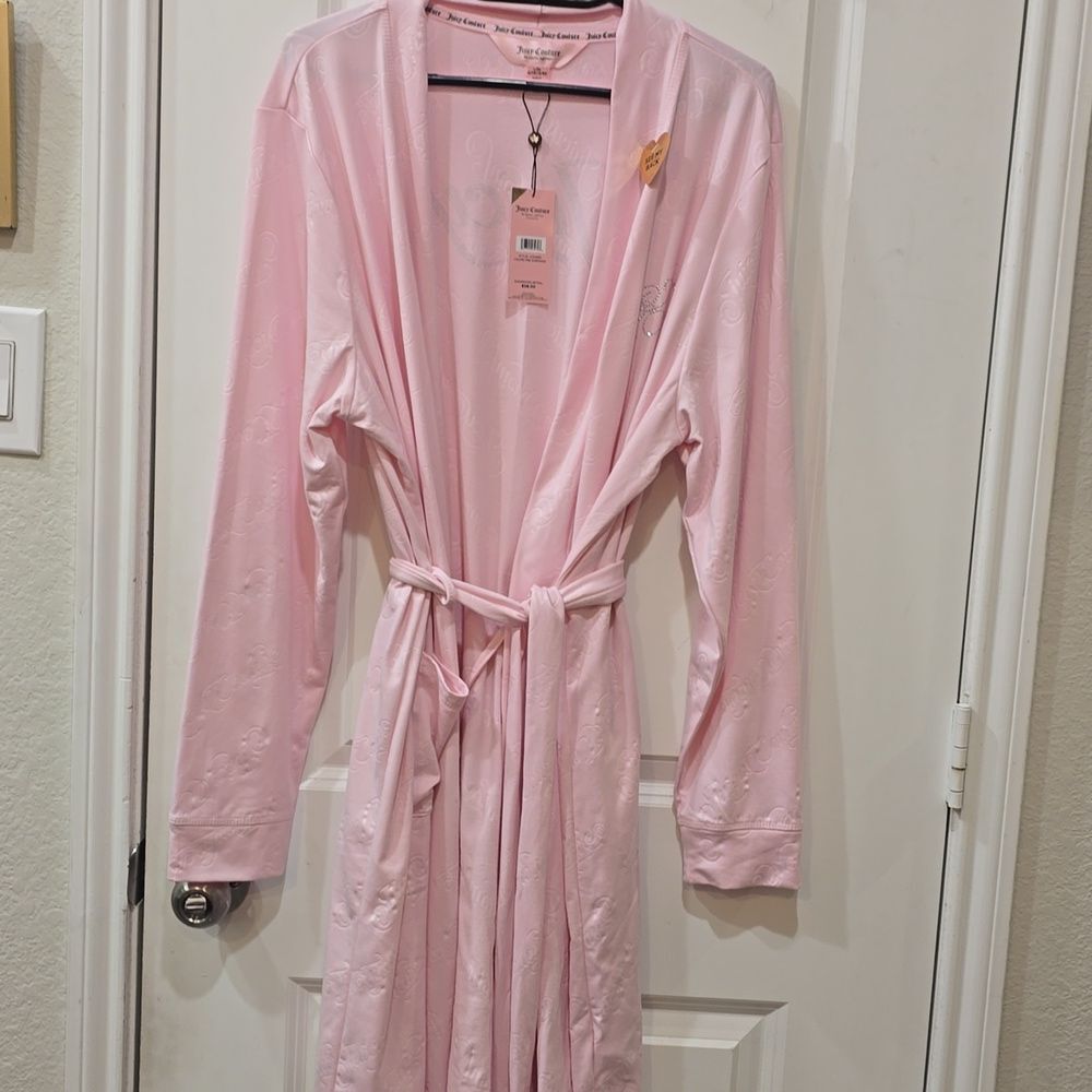 Juicy Couture Rhinestone Script Logo Embossed Robe - Picture 5 of 7